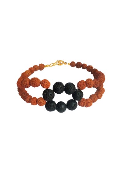 Rudraksha Bracelet Lava Stone by Menjewell